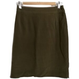 𝅺VINTAGE / JONES NEW YORK 80s Olive Green Silk Straigth Skirt Size Medium